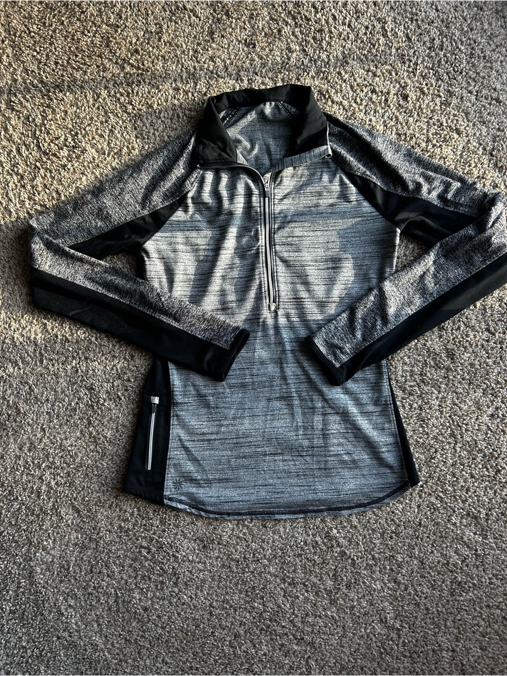 Athleta Gray and Black Half-Zip Performance Top